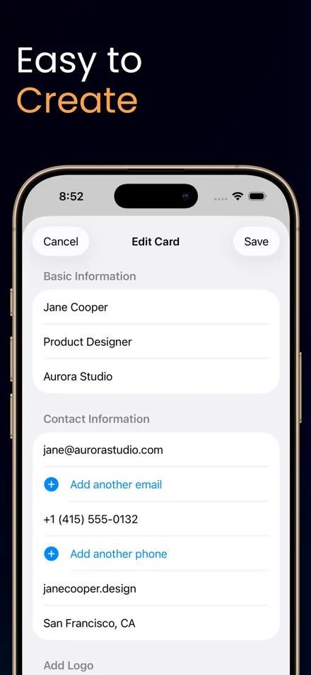 Business Card Generator QR screenshot 5